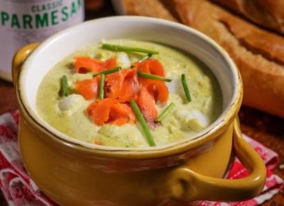 Potato,Leek and smoked Salmon Soup